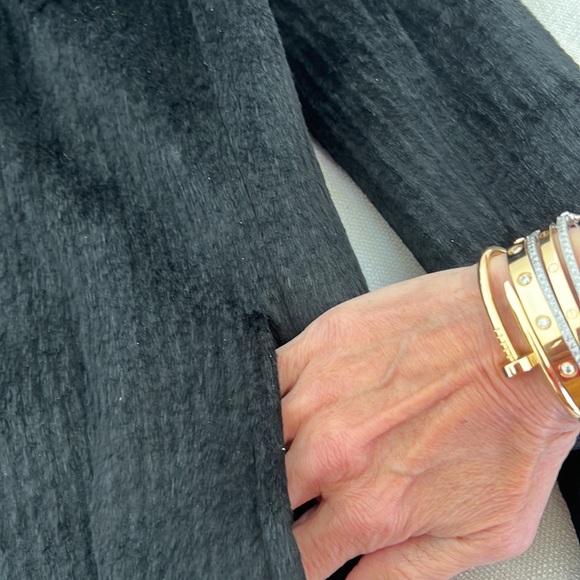 JIL SANDER Black Single Breasted Sheared Fur Coat - Picture 5 of 11